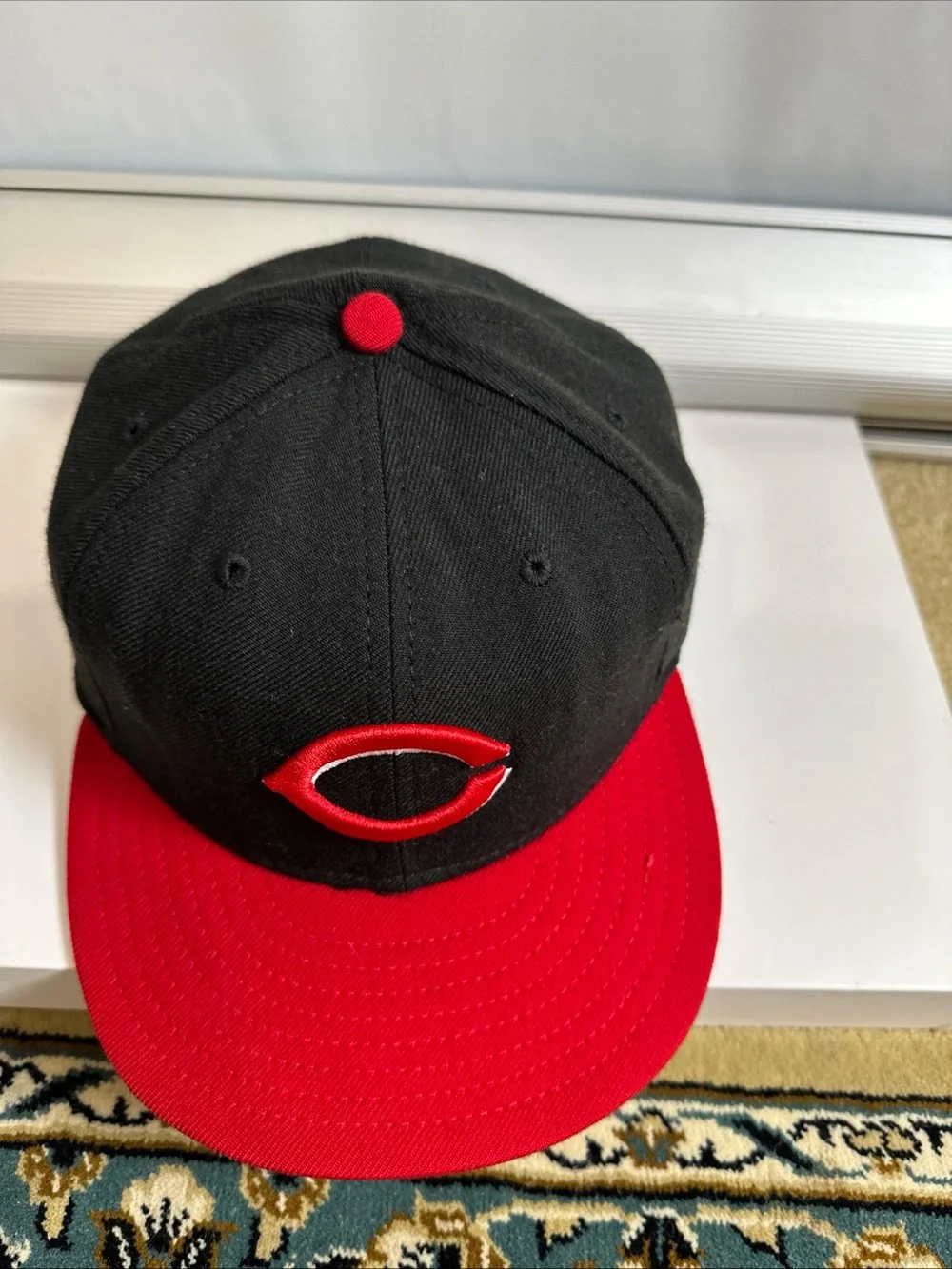 New Era Vintage 100 Wool Black and Red Cincinnati Reds  C Logo Snapback